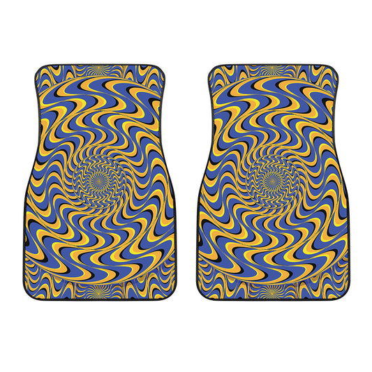 Blue And Yellow Motion Illusion Print Front Car Floor Mats