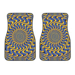 Blue And Yellow Motion Illusion Print Front Car Floor Mats