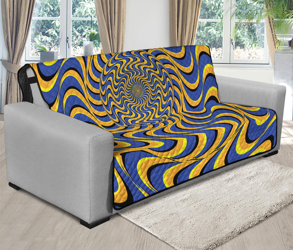 Blue And Yellow Motion Illusion Print Futon Protector