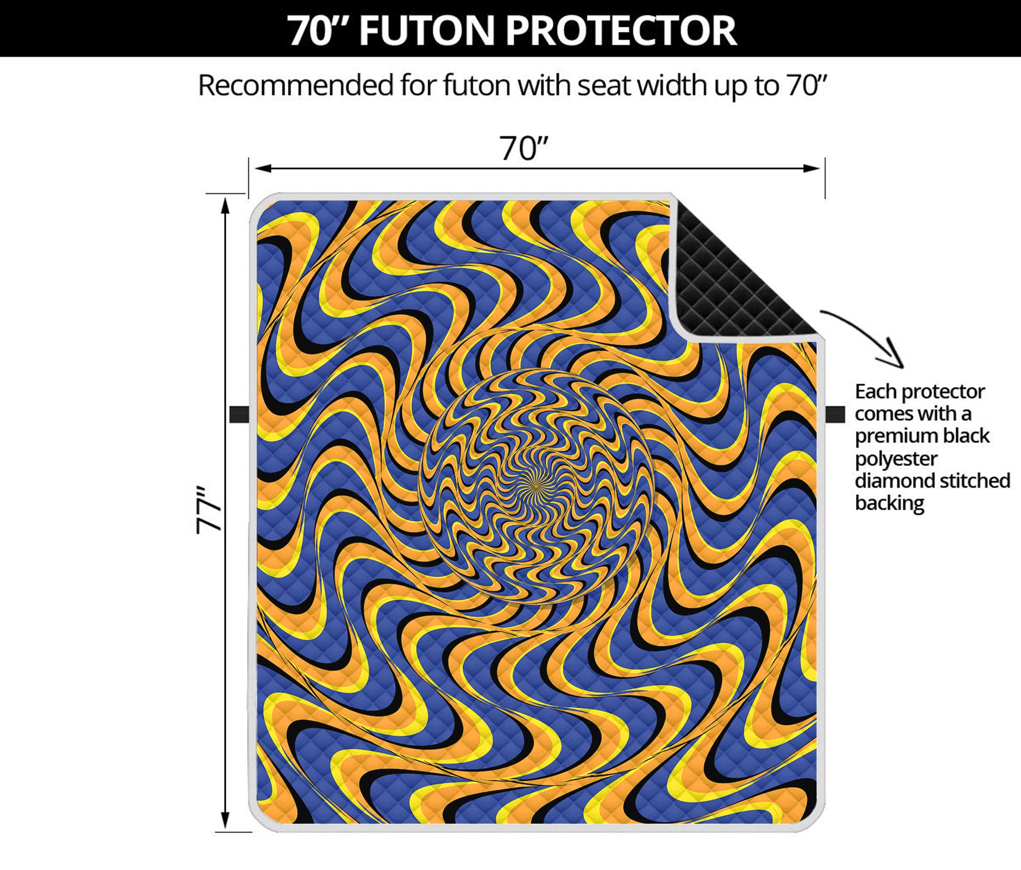 Blue And Yellow Motion Illusion Print Futon Protector