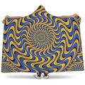 Blue And Yellow Motion Illusion Print Hooded Blanket