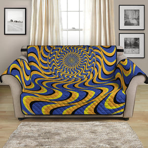 Blue And Yellow Motion Illusion Print Loveseat Protector