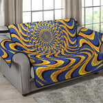 Blue And Yellow Motion Illusion Print Loveseat Protector