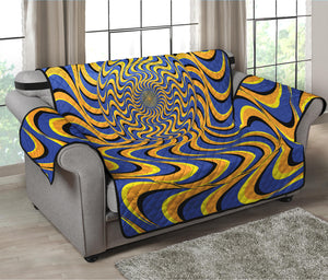 Blue And Yellow Motion Illusion Print Loveseat Protector