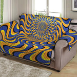 Blue And Yellow Motion Illusion Print Loveseat Protector