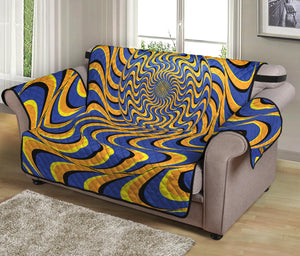 Blue And Yellow Motion Illusion Print Loveseat Protector