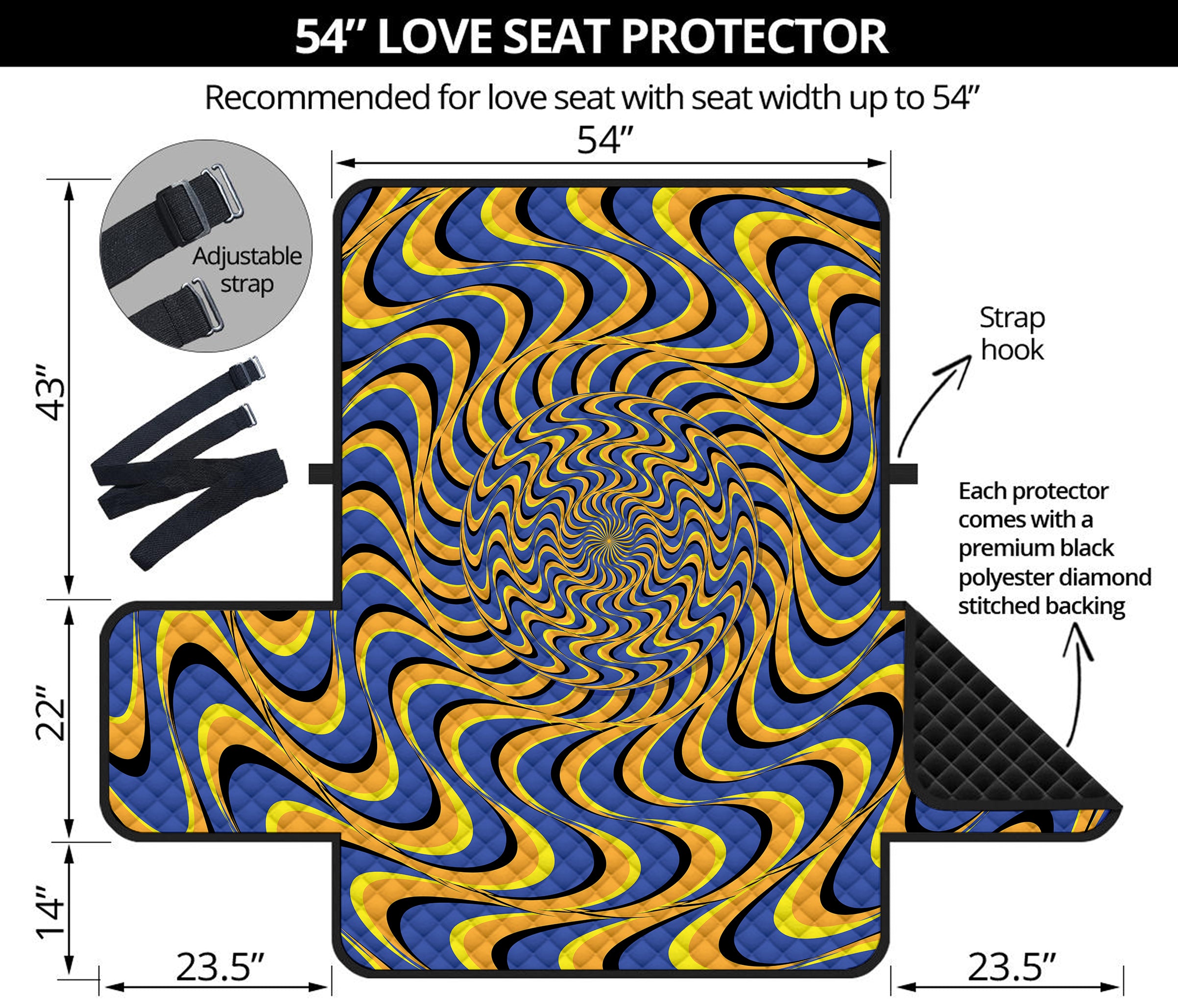 Blue And Yellow Motion Illusion Print Loveseat Protector