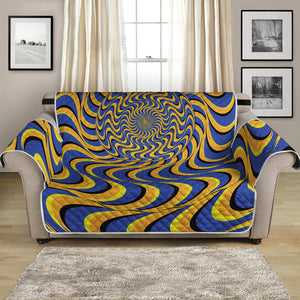 Blue And Yellow Motion Illusion Print Loveseat Protector