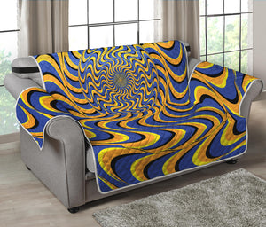 Blue And Yellow Motion Illusion Print Loveseat Protector