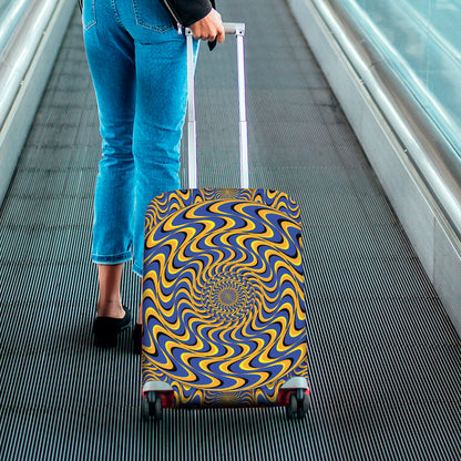 Blue And Yellow Motion Illusion Print Luggage Cover