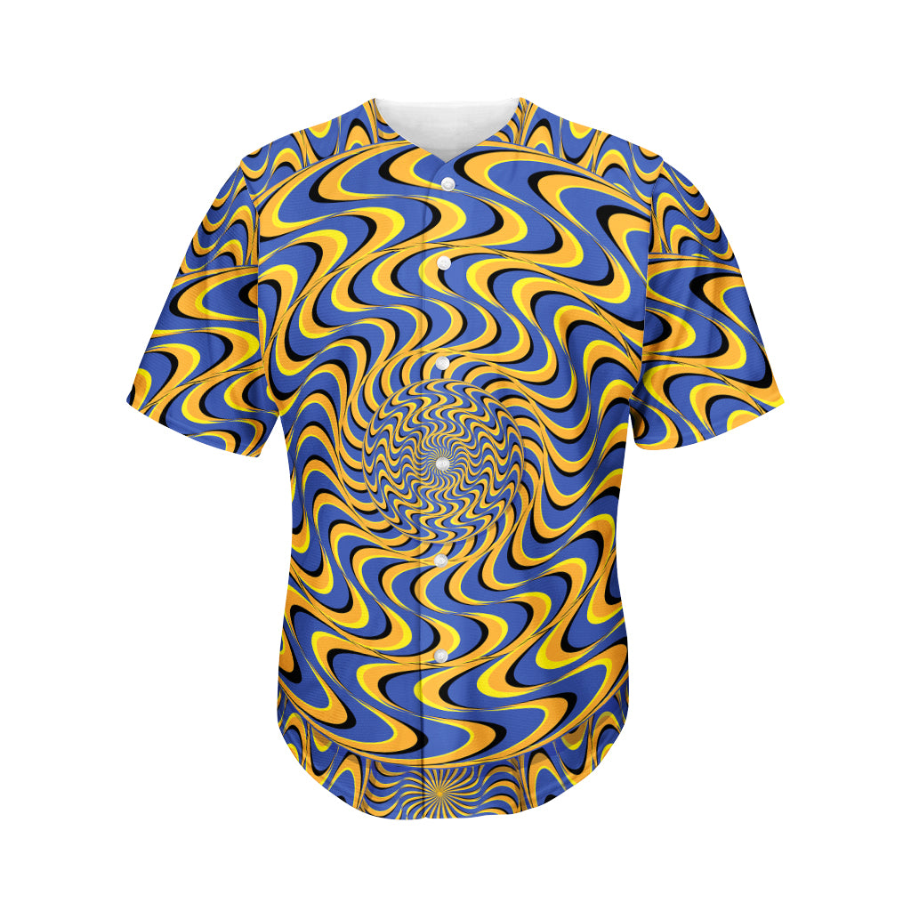 Blue And Yellow Motion Illusion Print Men's Baseball Jersey