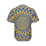 Blue And Yellow Motion Illusion Print Men's Baseball Jersey