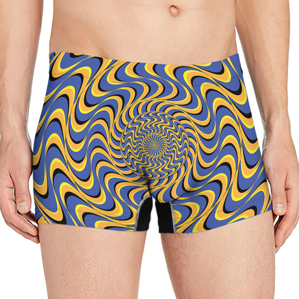 Blue And Yellow Motion Illusion Print Men's Boxer Briefs