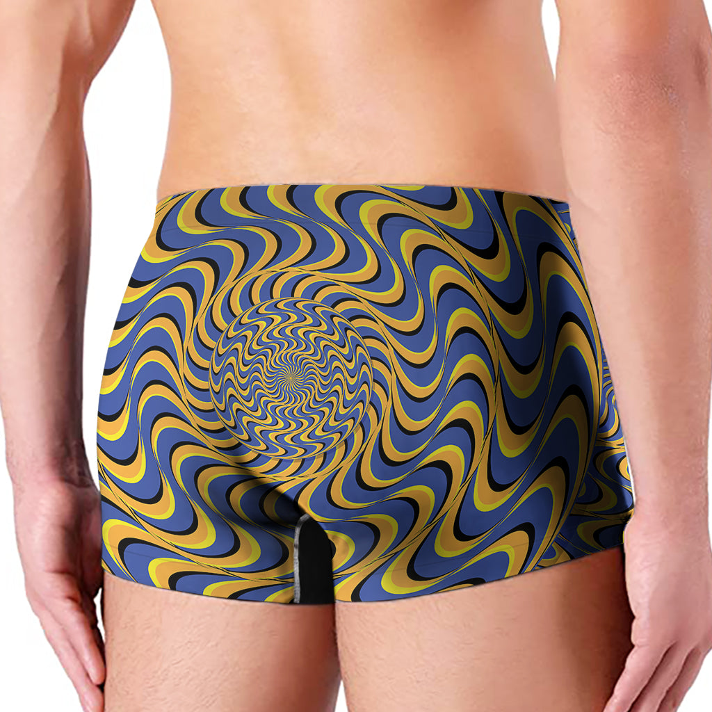 Blue And Yellow Motion Illusion Print Men's Boxer Briefs
