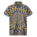 Blue And Yellow Motion Illusion Print Men's Short Sleeve Shirt