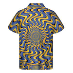 Blue And Yellow Motion Illusion Print Men's Short Sleeve Shirt