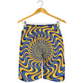 Blue And Yellow Motion Illusion Print Men's Shorts