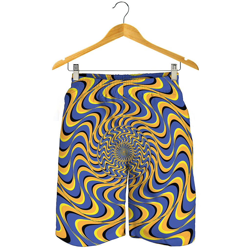 Blue And Yellow Motion Illusion Print Men's Shorts