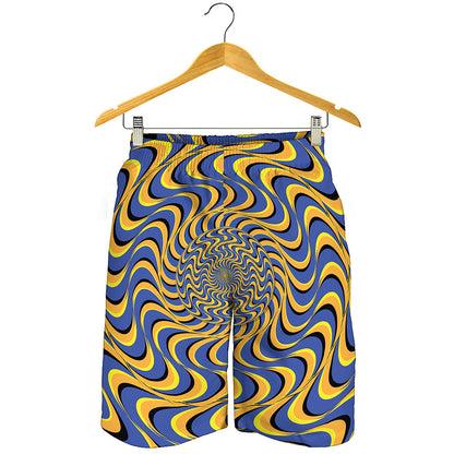 Blue And Yellow Motion Illusion Print Men's Shorts