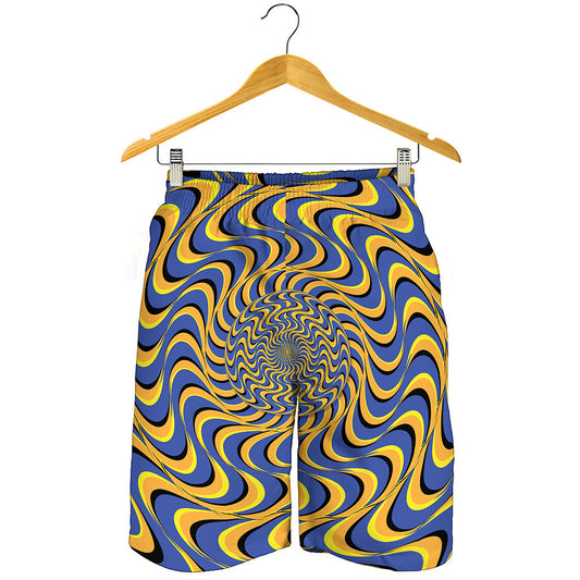 Blue And Yellow Motion Illusion Print Men's Shorts