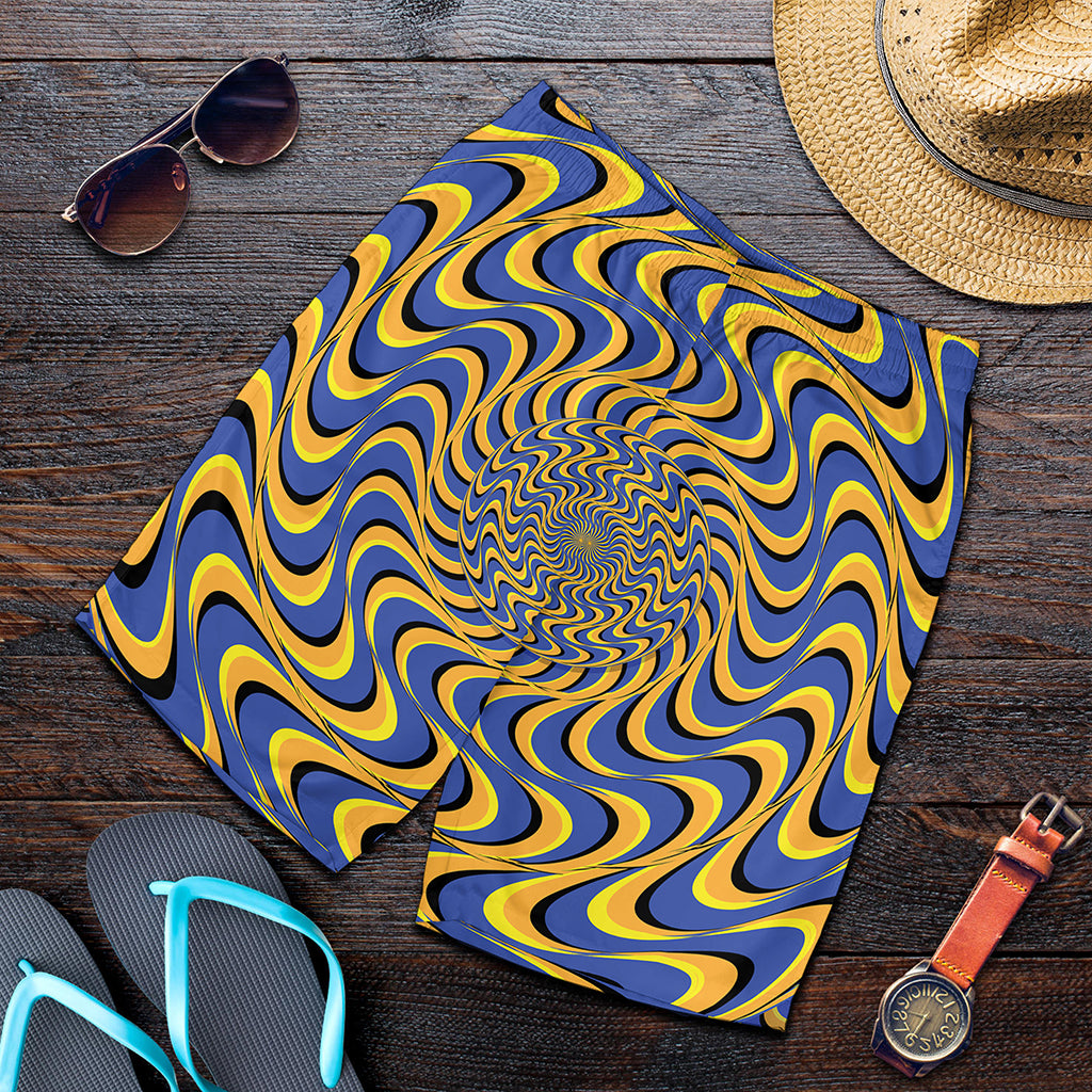 Blue And Yellow Motion Illusion Print Men's Shorts