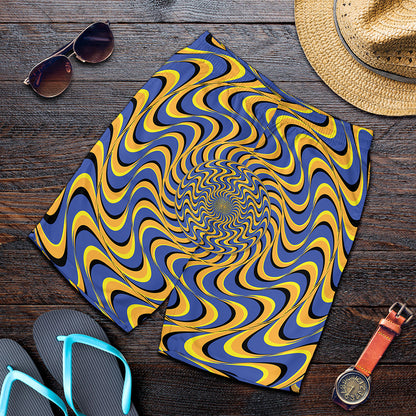 Blue And Yellow Motion Illusion Print Men's Shorts