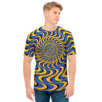 Blue And Yellow Motion Illusion Print Men's T-Shirt