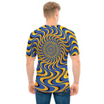 Blue And Yellow Motion Illusion Print Men's T-Shirt