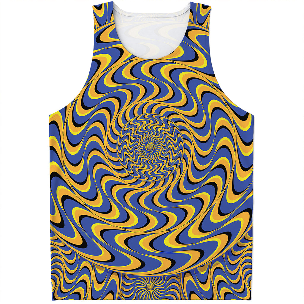 Blue And Yellow Motion Illusion Print Men's Tank Top