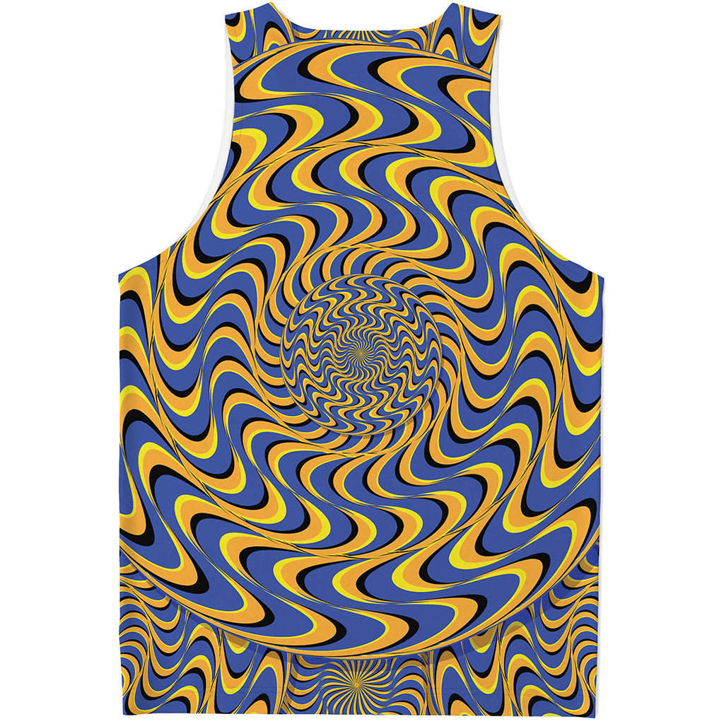 Blue And Yellow Motion Illusion Print Men's Tank Top