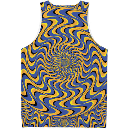 Blue And Yellow Motion Illusion Print Men's Tank Top