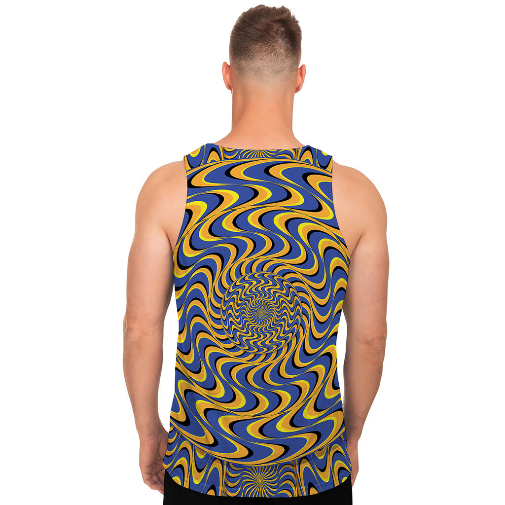Blue And Yellow Motion Illusion Print Men's Tank Top