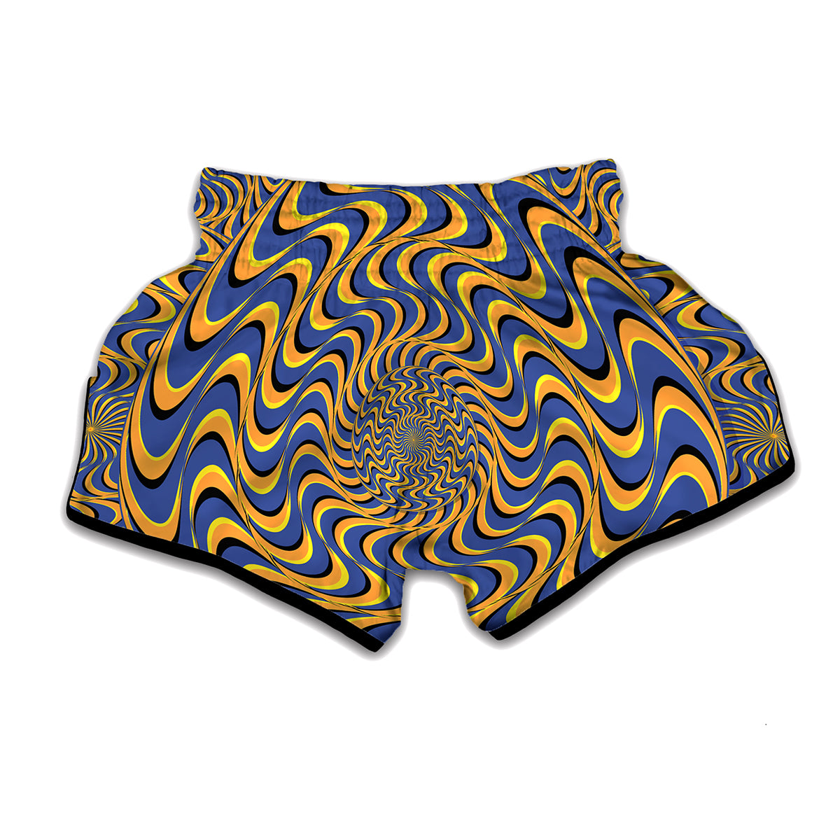 Blue And Yellow Motion Illusion Print Muay Thai Boxing Shorts