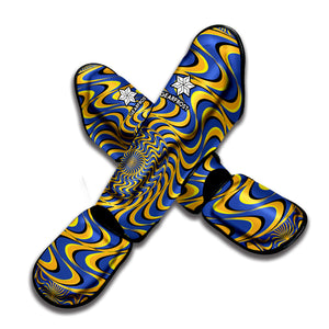 Blue And Yellow Motion Illusion Print Muay Thai Shin Guard