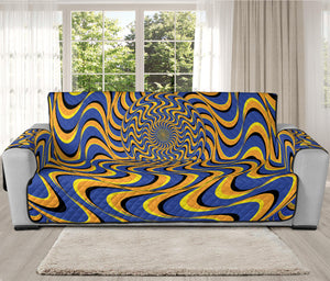 Blue And Yellow Motion Illusion Print Oversized Sofa Protector