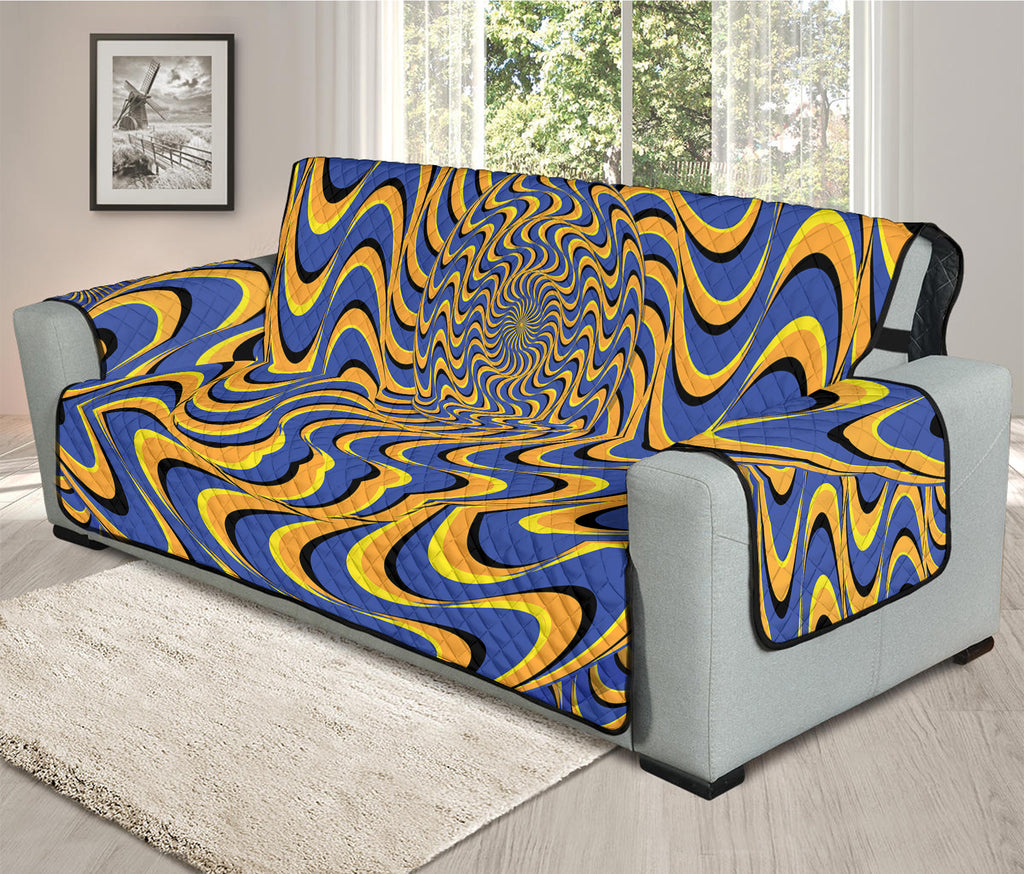 Blue And Yellow Motion Illusion Print Oversized Sofa Protector