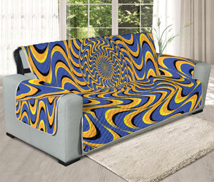 Blue And Yellow Motion Illusion Print Oversized Sofa Protector