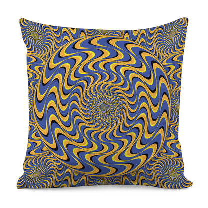 Blue And Yellow Motion Illusion Print Pillow Cover