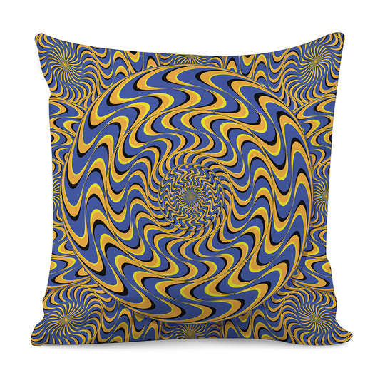 Blue And Yellow Motion Illusion Print Pillow Cover