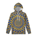 Blue And Yellow Motion Illusion Print Pullover Hoodie