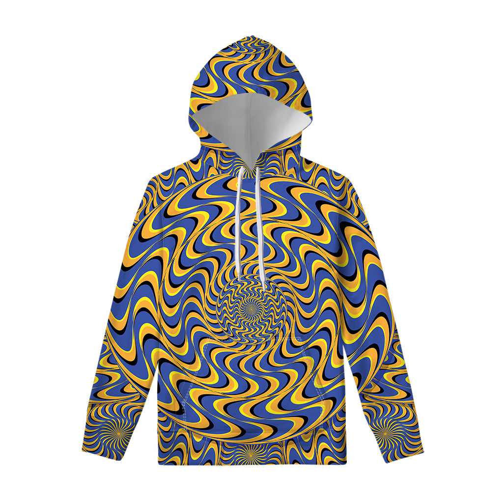 Blue And Yellow Motion Illusion Print Pullover Hoodie