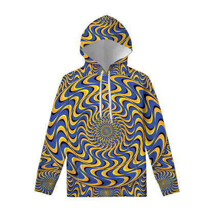 Blue And Yellow Motion Illusion Print Pullover Hoodie