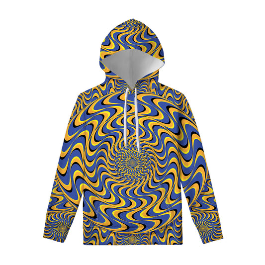 Blue And Yellow Motion Illusion Print Pullover Hoodie