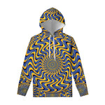Blue And Yellow Motion Illusion Print Pullover Hoodie