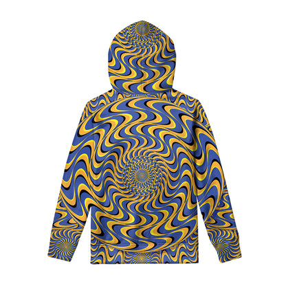 Blue And Yellow Motion Illusion Print Pullover Hoodie