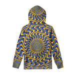 Blue And Yellow Motion Illusion Print Pullover Hoodie