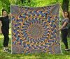 Blue And Yellow Motion Illusion Print Quilt