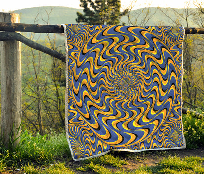 Blue And Yellow Motion Illusion Print Quilt