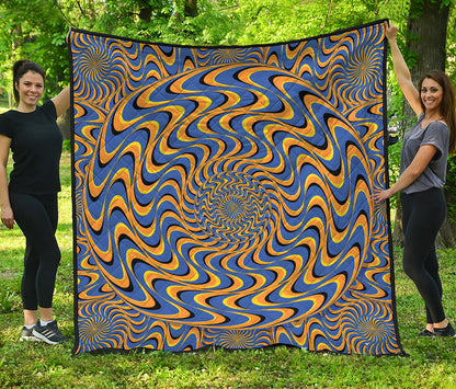Blue And Yellow Motion Illusion Print Quilt