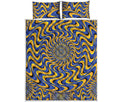 Blue And Yellow Motion Illusion Print Quilt Bed Set